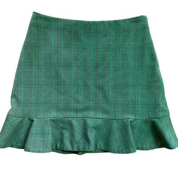 Aritzia Sunday Best Astala Mini Skirt Sz 8 Green Black Plaid Pattern School Girl - Picture 2 of 8